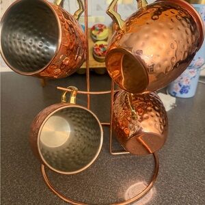 Copper Hammered Moscow Mule Mugs Set